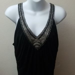 White House Black Market beaded black ruched tank